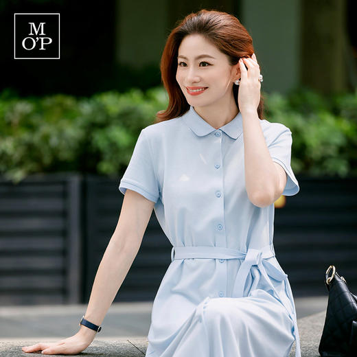 Marc O'Polo夏季新款好看女士针织经典POLO领系带连衣裙修身显瘦 商品图4