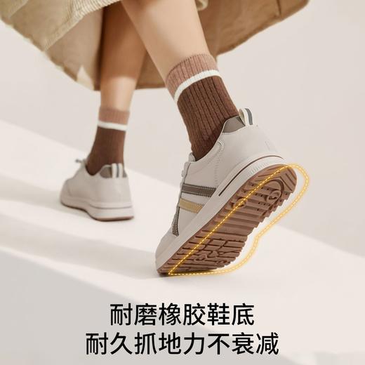波尔谛奇【头层牛皮】运动休闲鞋女2026春夏新款舒适增高免系带板鞋子 商品图4