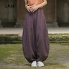 苎麻砂炒做旧垂感宽松高腰松紧腰灯笼裤 商品缩略图2