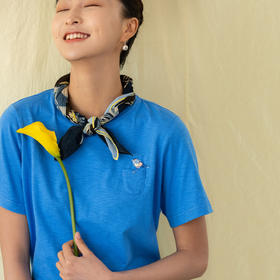 牧衣游原创 手工刺绣纯棉T恤女新款简约舒适百搭宽松短袖 樱草