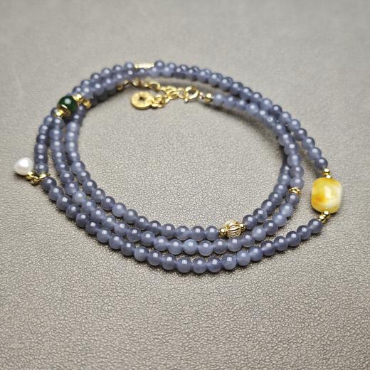 和田玉青海烟紫精美小米珠手串 312-23 商品图4