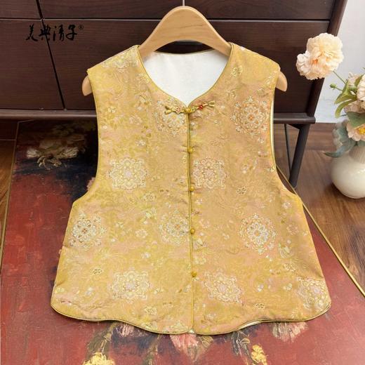 新中式提花双面穿圆领单排扣马甲 商品图1