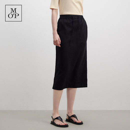 Marc O'Polo夏季新款好看时尚百搭黑色长款亚麻混纺半身裙女半裙 商品图4