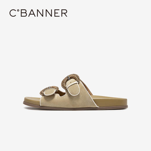 【上新】千百度编织勃肯鞋平底凉拖鞋女2026夏季新款露趾休闲拖鞋A26390210 商品图2