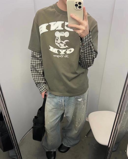 F031611鹿晗同款美式街头贴皮刺绣经水洗假两件长袖T恤 商品图12