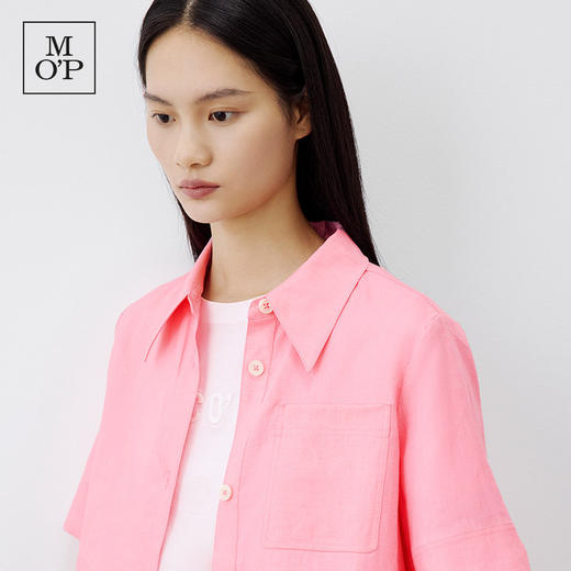 Marc O'Polo/MOP夏季新款好看短款时尚高级感亚麻上衣女短袖衬 商品图4