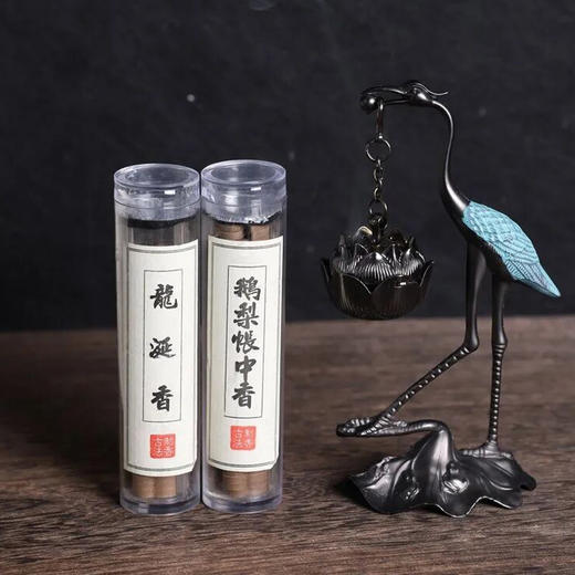 双非遗手捏玫瑰瓷花线香盘香礼盒，一套内含：非遗手捏瓷花+仙鹤莲花香炉+鹅梨帐中香+中国4大名香之一的龙涎香+礼盒、手提礼袋【G】 商品图4