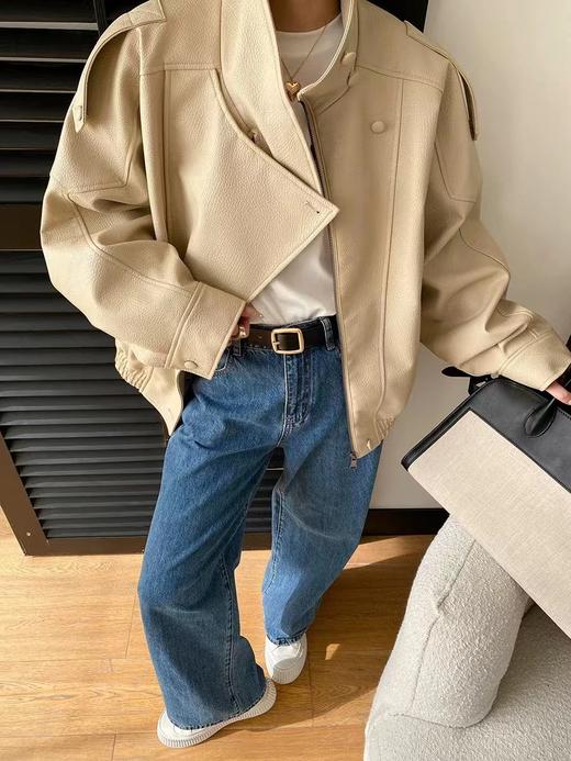 F031692女装欧美立领机车感PU皮长袖立领夹克短外套 商品图14