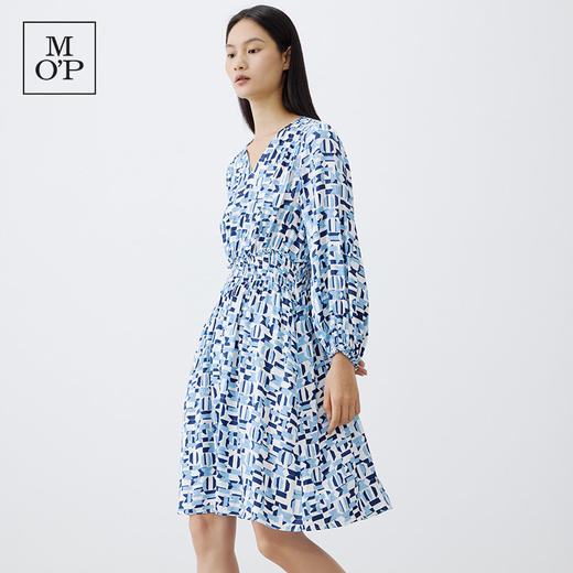 【汤曼妮粉丝专享】MOP夏季新款时尚V领斜门襟宽松透气印花连衣裙 商品图2