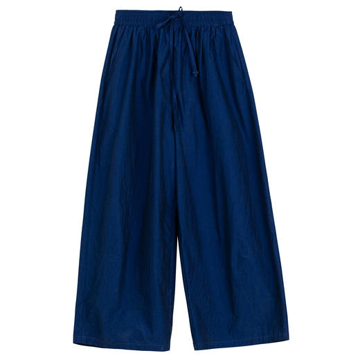 牧衣游原创 120支进口长绒棉长裤靛蓝色宽松百搭阔腿休闲裤 溪岄 商品图4