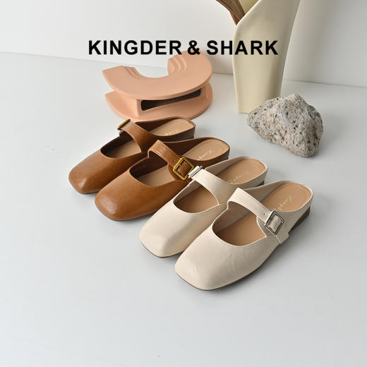 经典鲨2026年夏季专柜新品时尚方头一脚蹬软底半托鞋单鞋女KW89-629091 商品图0