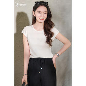 舒适天丝桑蚕丝针织衫 米思阳2026春夏新款休闲感T恤上衣女2110