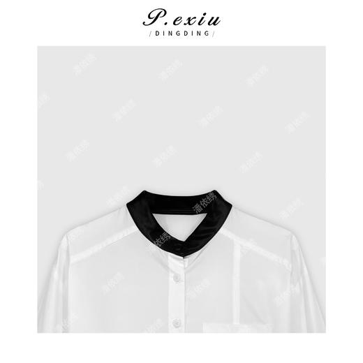 03-3潘依绣丁丁宠粉法式设计感立领拼接衬衫Q34048 商品图2