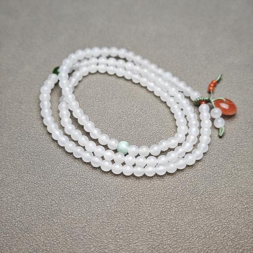 和田玉青海料羊脂玉精美绕手三圈小米珠手链 312-20 商品图1