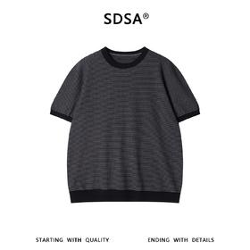 SDSA男装2026新款高贵轻奢时尚撞色提花条纹圆领短袖T恤百搭上衣