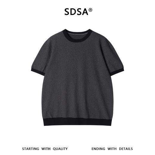 SDSA男装2026新款高贵轻奢时尚撞色提花条纹圆领短袖T恤百搭上衣 商品图0