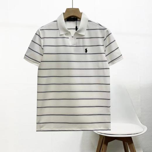 F031623春季新款水洗拉架珠地网眼棉条纹小马刺绣纯棉T恤POLO衫 商品图1