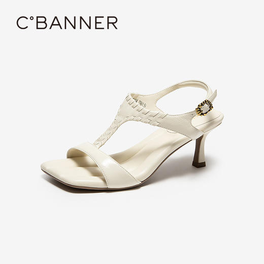 【上新】【静音系列】千百度T字露趾时装凉鞋女2026夏季高跟凉鞋A26354171 商品图1