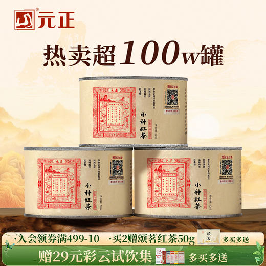 元正 茶票小种 红茶特级武夷红茶叶散装罐装150g 商品图0