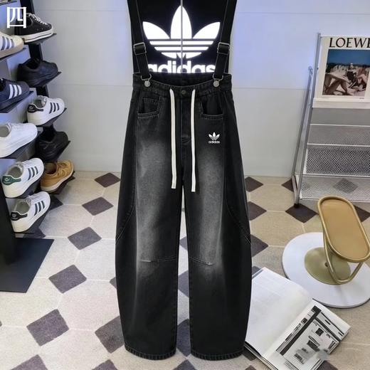 F031608新款水洗做旧拼接廓形弯刀情侣款通勤百搭牛仔裤 商品图5