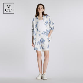 Marc O'Polo/MOP夏季新款好看廓形感亚麻舒适时尚印花长袖衬衫女