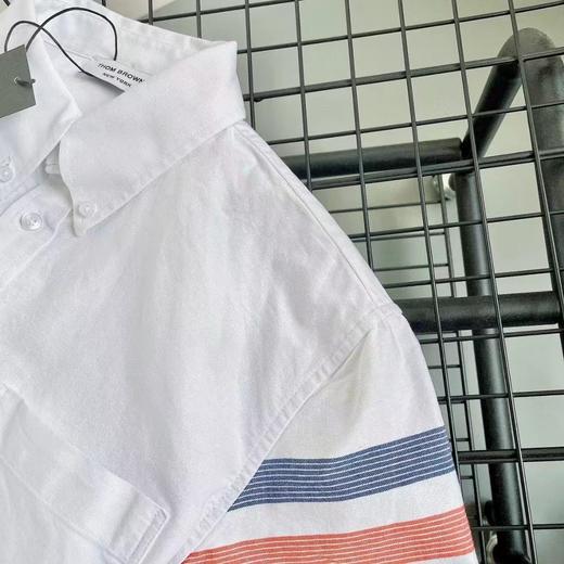 F0316119夏季牛津纺面料手臂四道杠撞色短袖衬衫上衣 商品图11