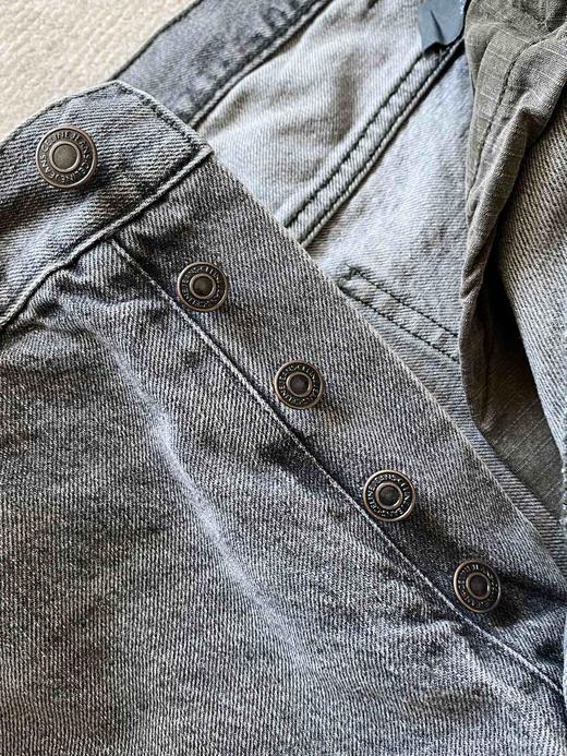 F031654重工水洗灰Wesley牛仔裤下摆毛边排扣门襟男士长裤 商品图8