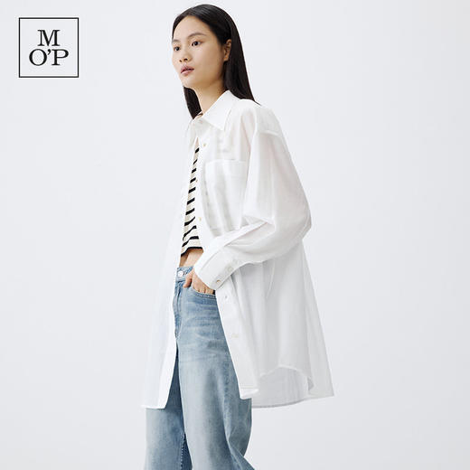 Marc O'Polo/MOP 2025春季新款翻领宽松上衣大码简约长袖衬衫女士 商品图2
