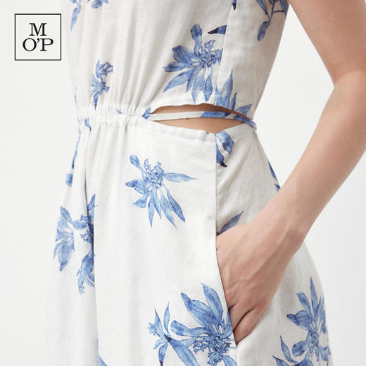Marc O'Polo/MOP夏季新款好看天然亚麻时尚无袖印花露腰连衣裙女 商品图4