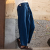 牧衣游原创 120支进口长绒棉长裤靛蓝色宽松百搭阔腿休闲裤 溪岄 商品缩略图0