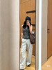 F0316100柔软亲肤Scuba系列女款工装高腰休闲阔腿裤 商品缩略图10