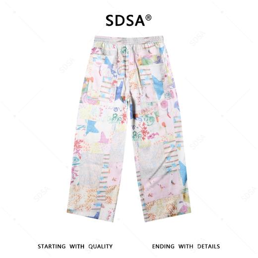 SDSA男装2026新款高贵轻奢多巴胺风格星星印花直筒阔腿休闲裤百搭 商品图4