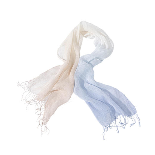 绽放/LSX024朵薄雾*纯亚麻粉蓝渐变流苏围巾披肩春夏旅行透气百搭 商品图4