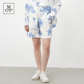 Marc O'Polo/MOP25夏季新款植物印花亚麻舒适透气爽滑休闲短裤女