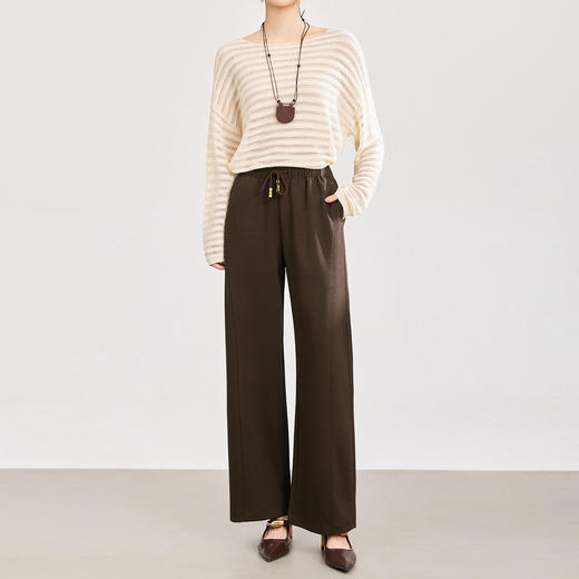 「高货wl」全新升级【铂金会员220/天猫289/差价69】(11117)洛诗琳慵懒极简风系带直筒裤2026新款松紧腰莫代尔休闲裤 商品图2