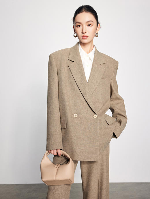 法小曼*子珍韩系少女卡其色西装套装女直筒型2026新款大女主气场西服 商品图3