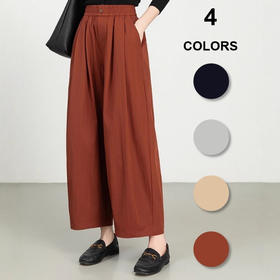 雀说春夏九分裤细斜纹沙卡松紧腰休闲裤时尚百搭休闲裤宽松女高腰ALW25CF0054