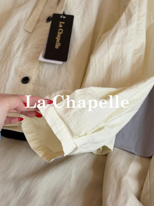 专柜实拍【减龄又文艺】拉夏贝尔/La Chapelle亲肤柔软别致领口系带设计排扣百搭通勤感净版长袖衬衫 商品图7