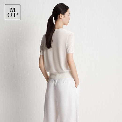 Marc O'Polo夏季新款好看气质白色舒适短袖毛织开衫女士上衣小衫 商品图3