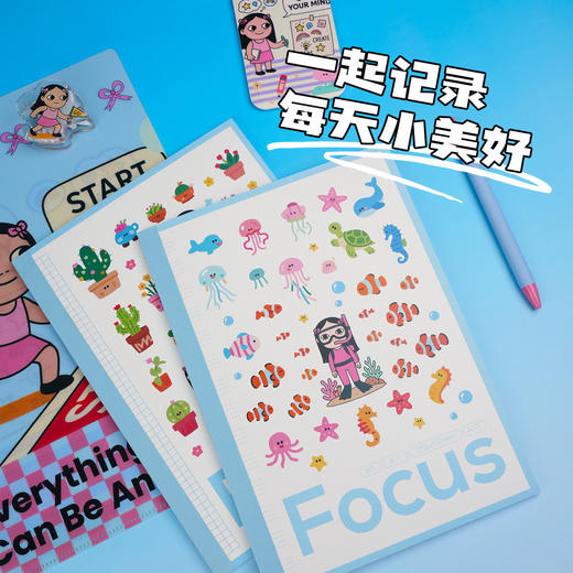 趁早rarakiera胶装本可爱卡通B5大号记事本学生作业练习本横线田字格英语本 商品图1