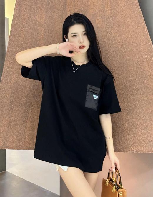 普拉达 尼龙口袋徽标短袖T恤 黑色 男女同款（DY） 商品图0