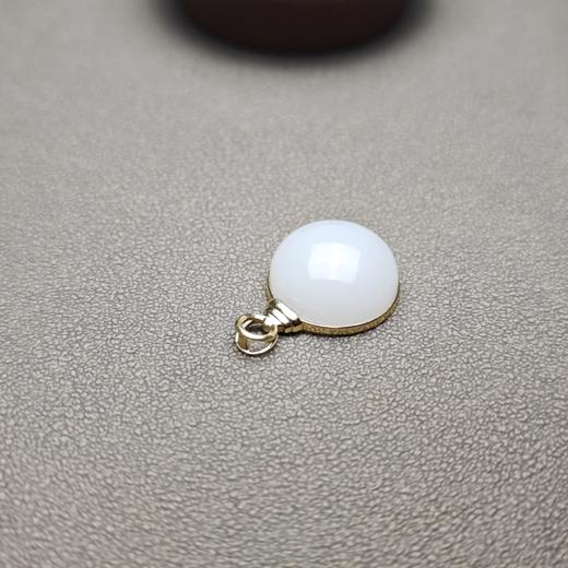 新疆和田玉且末料羊脂玉18k镶嵌包金小平安牌 312-6 商品图3