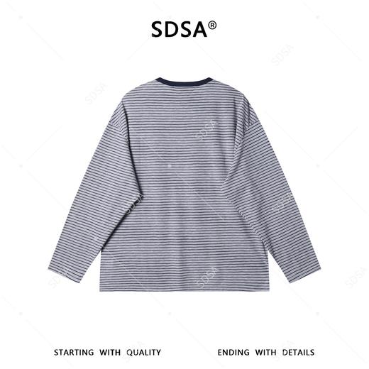 26726SDSA男装2026新款高贵轻奢时尚简约条纹圆领长袖T恤百搭宽松上衣 商品图4