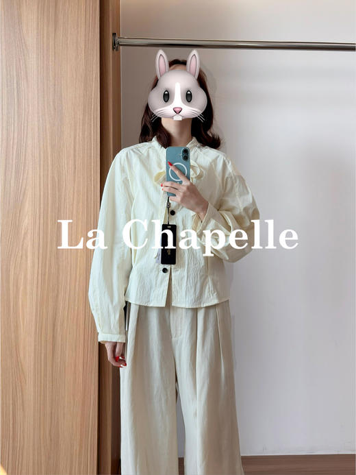 专柜实拍【减龄又文艺】拉夏贝尔/La Chapelle亲肤柔软别致领口系带设计排扣百搭通勤感净版长袖衬衫 商品图9