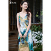 艺术油画吊带裙 米思阳2026春夏新款法式优雅气质缎面连衣裙蓝绿金撞色印花长裙1071 商品缩略图0