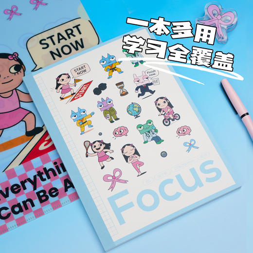 趁早rarakiera胶装本可爱卡通B5大号记事本学生作业练习本横线田字格英语本 商品图2