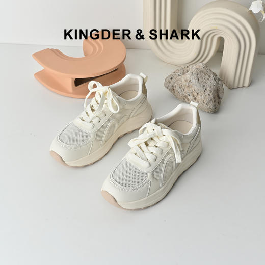经典鲨2026年夏季专柜新品韩版薄款透气系带跑步休闲鞋子女KW160-629091 商品图0