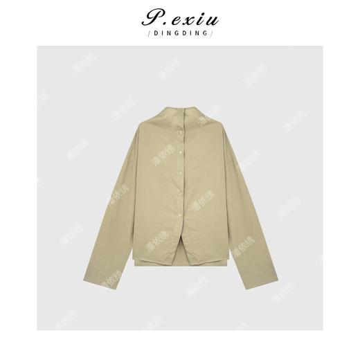 03-3潘依绣丁丁宠粉高级感半高领开衩设计衬衫 Q45034 商品图0