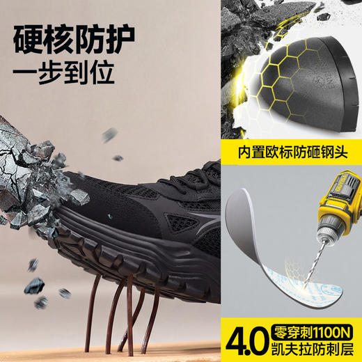 26年夏季新款劳保鞋防砸防刺轻便橡塑底4.0凯夫拉低帮透气 商品图4