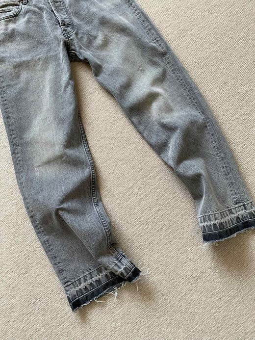 F031654重工水洗灰Wesley牛仔裤下摆毛边排扣门襟男士长裤 商品图6